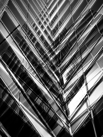 A multiple exposure of a skyscraper.  Abstract rendering.