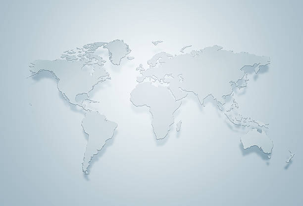 Blue world map silhouette, business background