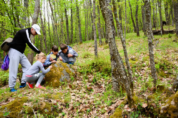 istock Father and children immersed in beautiful nature. 1254250351