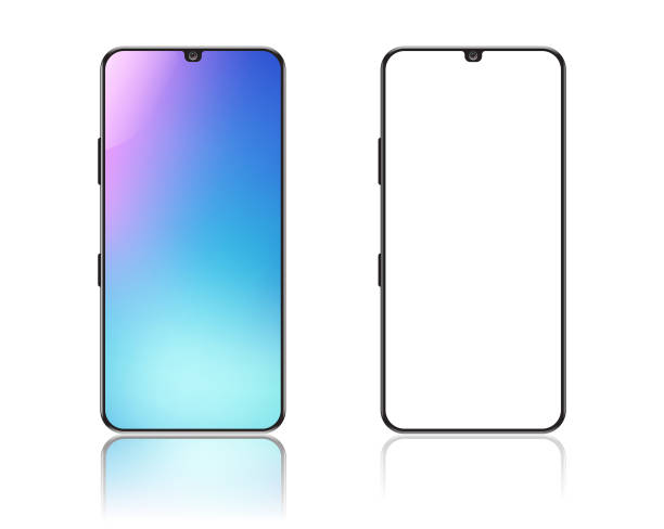 Smartphone on white background Smartphone. Mobile phone template. Realistic vector illustration can be re-edit and used in any size isolated color stock illustrations