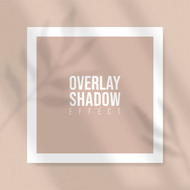 istock Square Paper Mockup with realistic shadows overlays leaves on beige background. Vector Shadow Of A Tropical Plant. Template Flyer, Poster, blank, social media post, logo template in a trendy style 1254259035