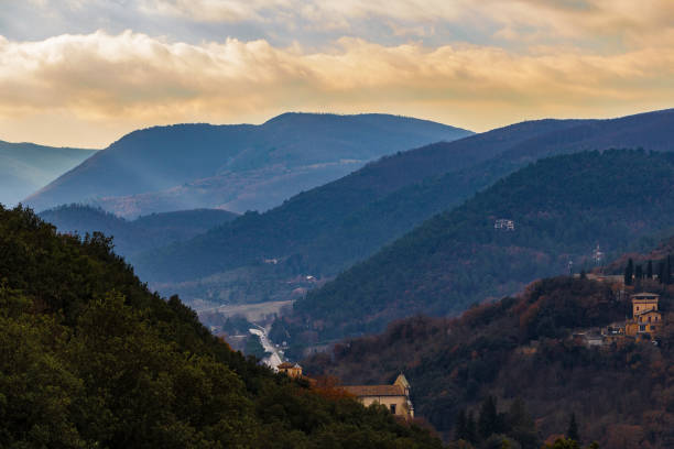 Panorama of Spoleto, ancient city in Umbria, Italy
