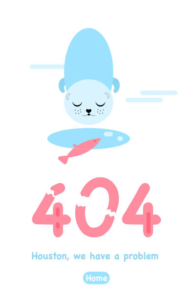 ilustrações de stock, clip art, desenhos animados e ícones de 404 error page not found. vertical banner or website with system fatal error.support service. ice hole, cute seal and hooked fish. - fatal accident illustrations