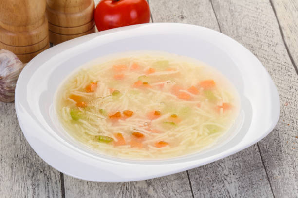 istock Chicken soup with noodles 1254268377