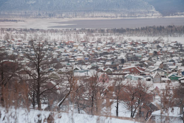istock View of a snowy town from a high hill 1254273815