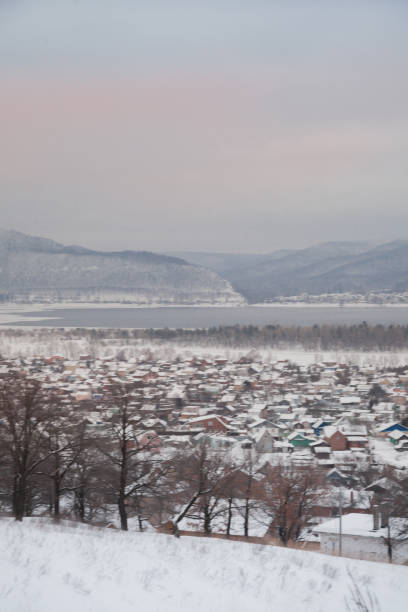 istock View of a snowy town from a high hill 1254273823