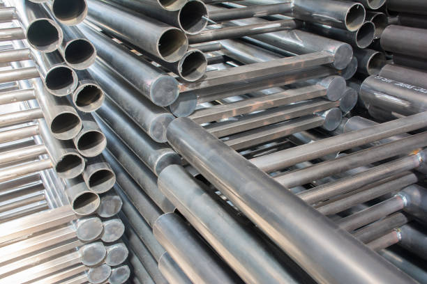 istock Round steel pipe in Factory ,Texture background 1254273927