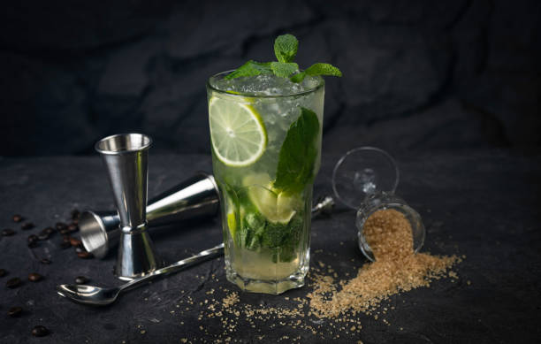 istock alcoholic cocktail with bar accessories 1254274292