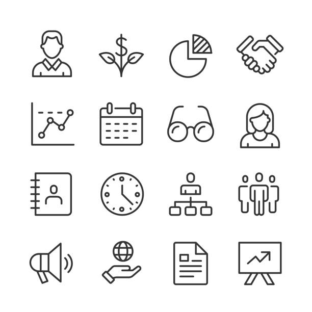business icons — monoline-serie - avatar grafiken stock-grafiken, -clipart, -cartoons und -symbole