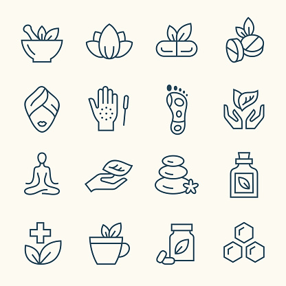 Traditional medicine vector icon set