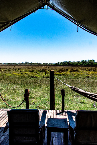 Looking at Okavango Delta from front porch of \