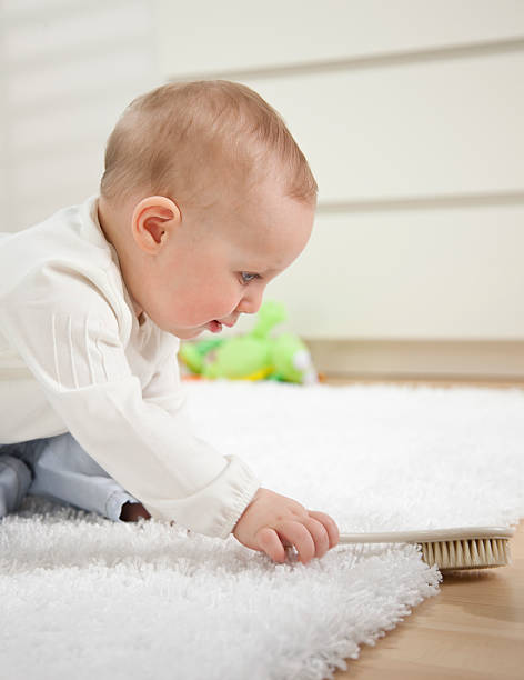 Baby Boy Crawling stock photo