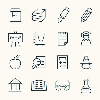 Education line vector icon set