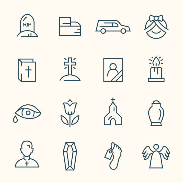 Funeral service line icons Funeral line vector icon set death icon stock illustrations