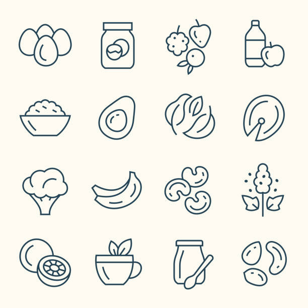 Slimming food line icons Slimming food line vector icon set ketogenic diet illustrations stock illustrations