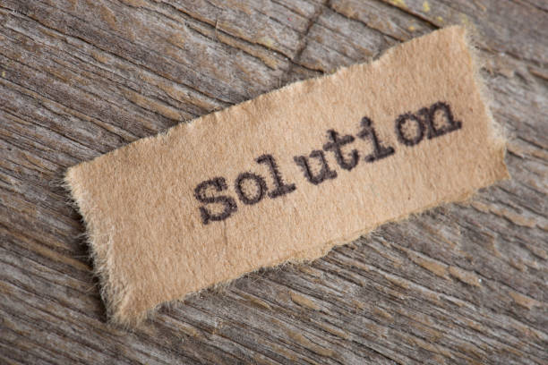 istock Solution word on a piece of paper close up, business creative motivation concept 1254289436