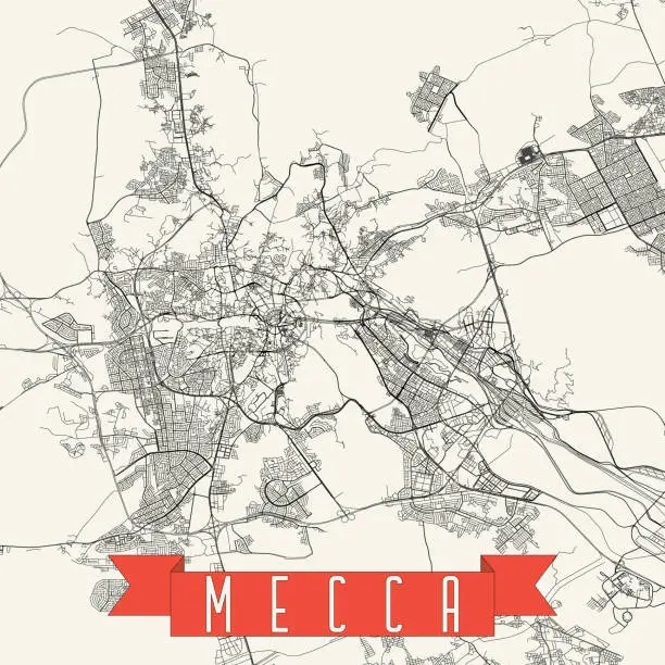 Vector illustration of Mecca, Saudi Arabia Vector Map