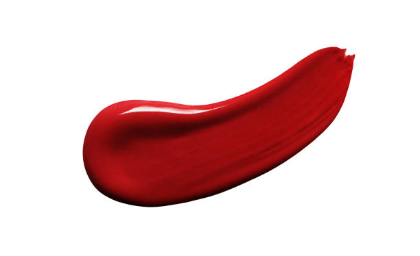 Liquid lipstick swatch Liquid lipstick swatch smear smudge isolated on white. Dark red color makeup beauty lip product sample. Cosmetic product macrophotography makeup swipes stock pictures, royalty-free photos & images