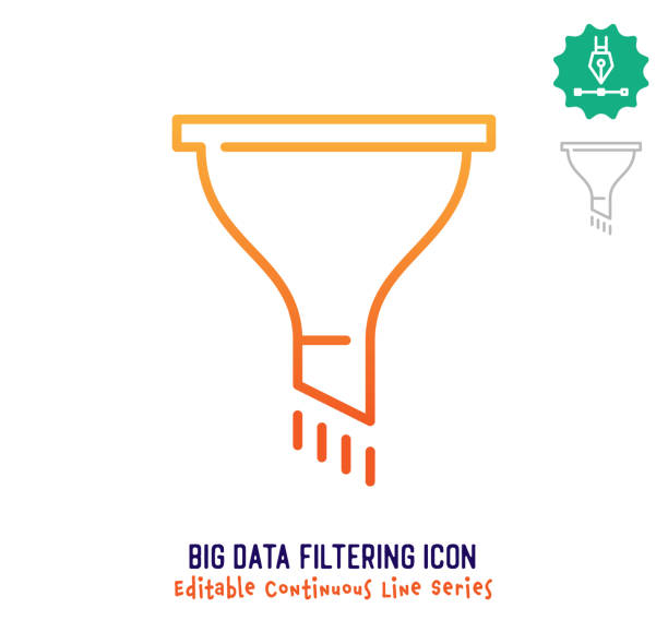 Big Data Filtering Continuous Line Editable Stroke Line vector art illustration
