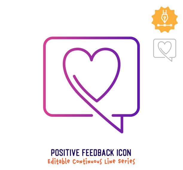 ilustrações de stock, clip art, desenhos animados e ícones de positive feedback continuous line editable stroke line - gossip couple love concepts