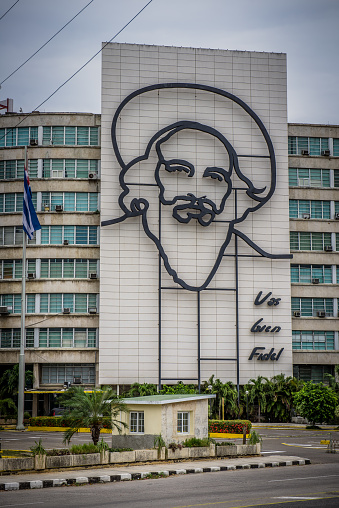 Memorials of deceased cuban Cuban hero of the Cuban Revolution: Camilo Cienfuegos.  Found at Plaza de la Revolución in Havana Cuba