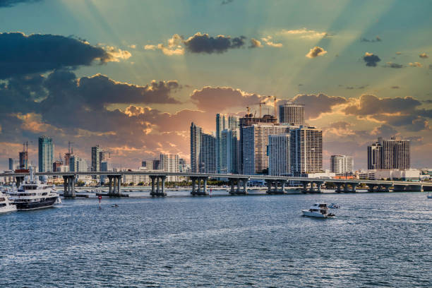 istock Miami Skyline Across Biscayne Bay at Sunset 1254300413