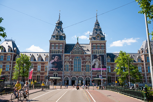 Rijksmuseum in the centre of Amsterdam, Netherlands. Famous 19th century landmark museum dedicated to Dutch artists and art
