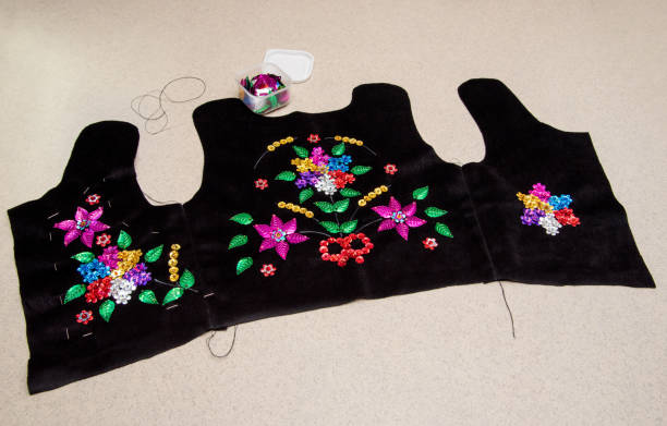 istock Handmade Polish traditional costume (Stroj Krakowski) in the making. 1254305229