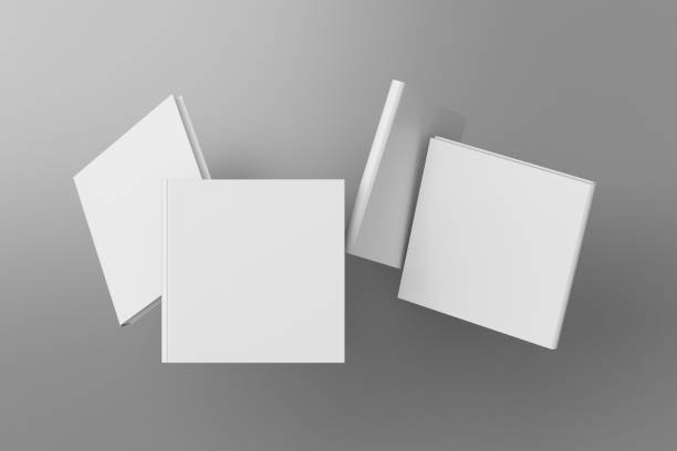 istock Square blank book cover mock up flying. Front, spine and back cover views. 1254305392
