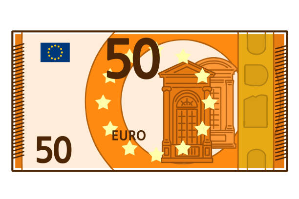 50 euro banknote. Colored vector illustration. banknote euro close up stock illustrations