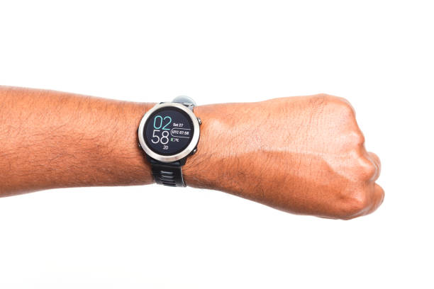 istock black man wear modern digital smart watch on the wrist 1254307048