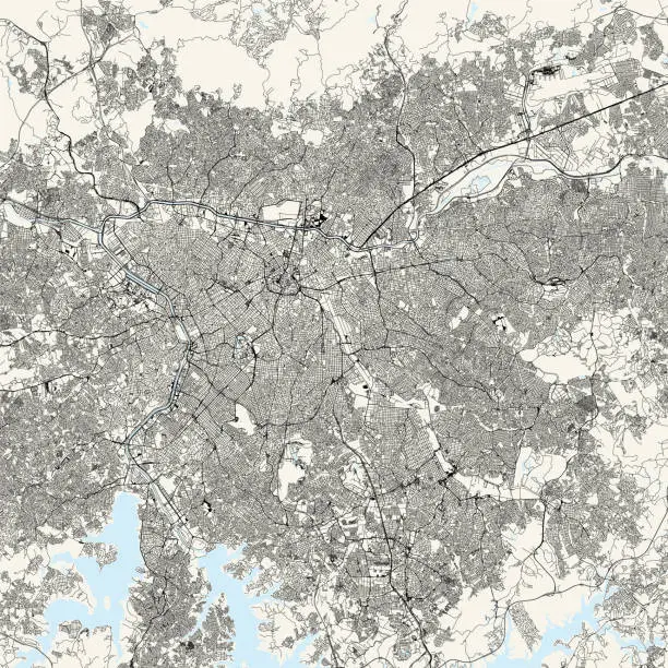 Vector illustration of Sao Paulo, Brazil Vector Map