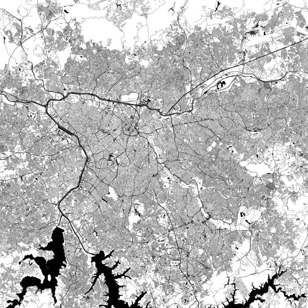 Sao Paulo, Brazil Vector Map Topographic / Road map of São Paulo, Brazil‎ Original map data is open data via © OpenStreetMap contributors congonhas airport stock illustrations