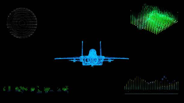 istock A animated 3d blue print model of a fighter jet in Space 1254309325