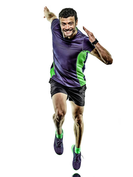 istock mature man running runner jogging jogger isolated white background 1254317979