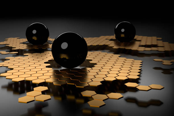 Beautifully glossy high resolution for print at A3.Molecular structure in layers for science or ambience.Metal sphere ambient techno nano devices.