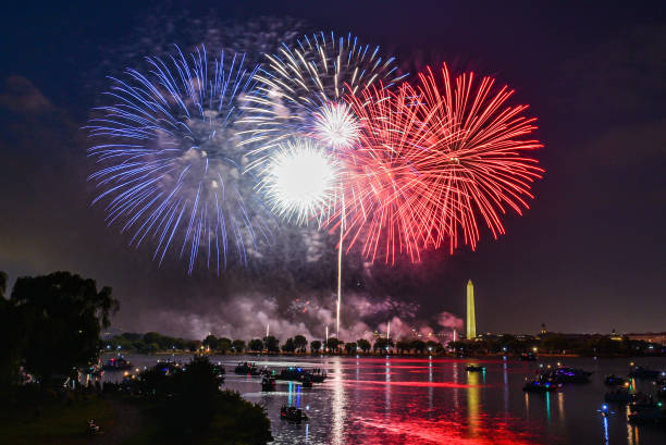 Fireworks - Celebrating Independence Day 4th of July stock photo