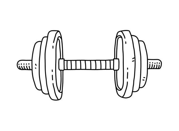 Vector illustration of Barbell doodle, hand drawn vector doodle illustration of a barbell for fitness and strength exercise