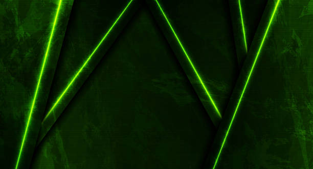 Dark Green Neon Laser Lines On Grunge Luminous Wall Background Stock  Illustration - Download Image Now - iStock