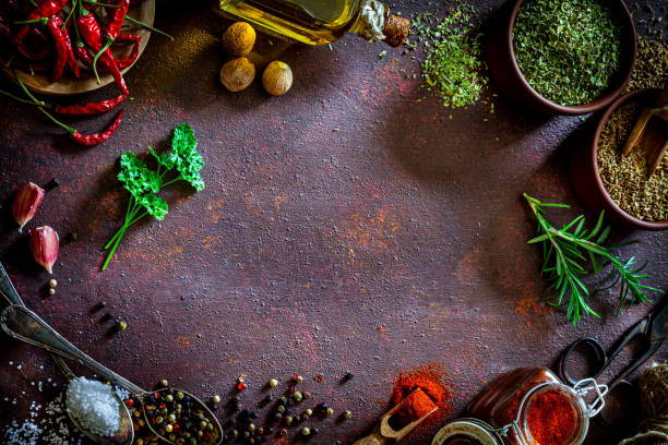 istock Cooking and seasoning ingredients border. Copy space 1254336726