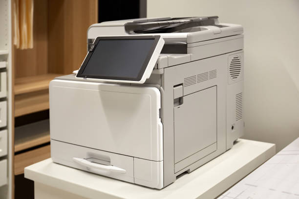 istock Photocopy machine with touch screen in office room. 1254341747