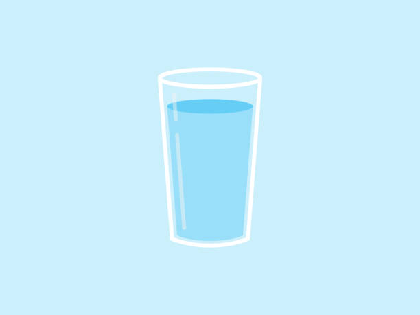 stockillustraties, clipart, cartoons en iconen met illustratie van het pictogram van het waterglas op blauwe achtergrond. - glas water