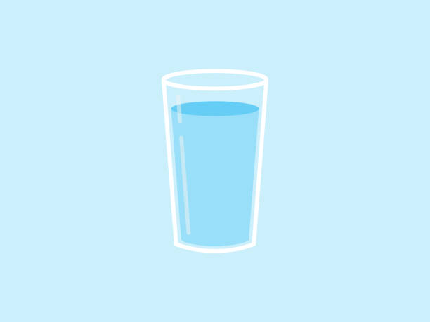 ilustrações, clipart, desenhos animados e ícones de ilustração do ícone de vidro de água no fundo azul. - healthy eating green drink non alcoholic beverage