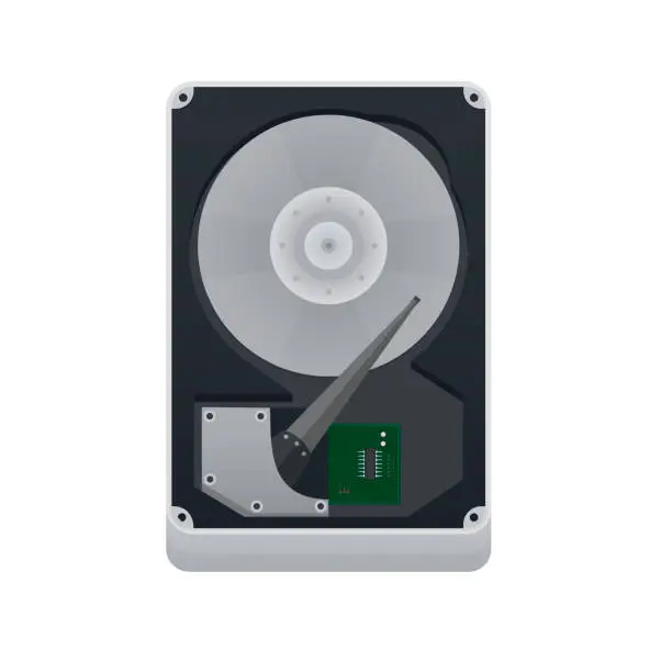 Vector illustration of Hard drive. Computer storage memory. HDD