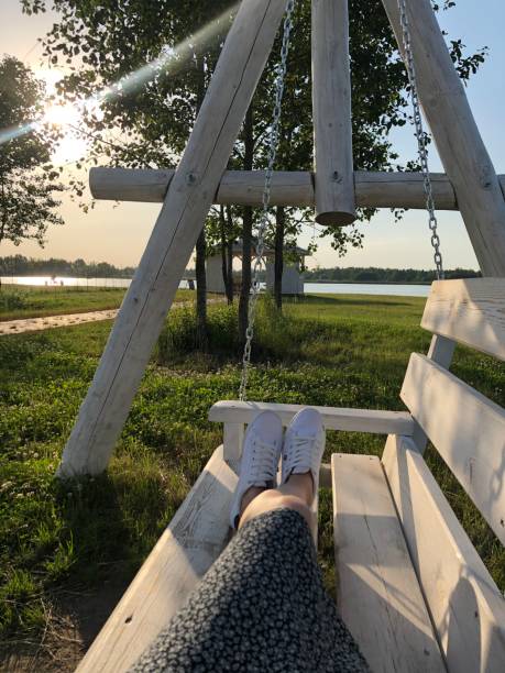 It's sunset over the lake