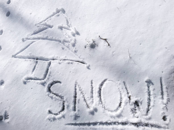 istock Snow text word on white sunny winter mood day 1254350126