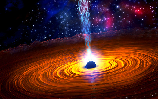 Black hole created after an supernova and astrophysical jet - 3d illustration