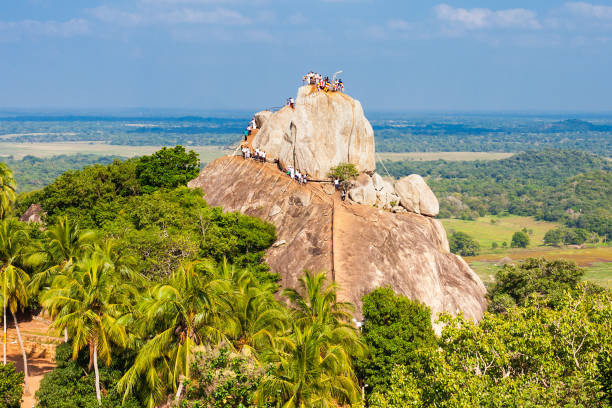 Mihintale Aradhana Gala Rock Mihintale Aradhana Gala or Meditation Rock at the Mihintale ancient city near Anuradhapura, Sri Lanka mihintale stock pictures, royalty-free photos & images