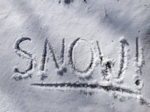 istock Snow text word on white sunny winter mood day 1254351694