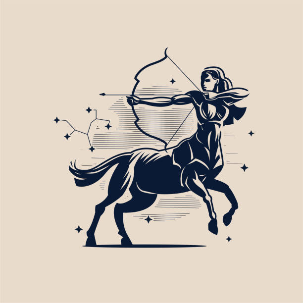 조디악 궁수자리의 기호 - sagittarius stock illustrations